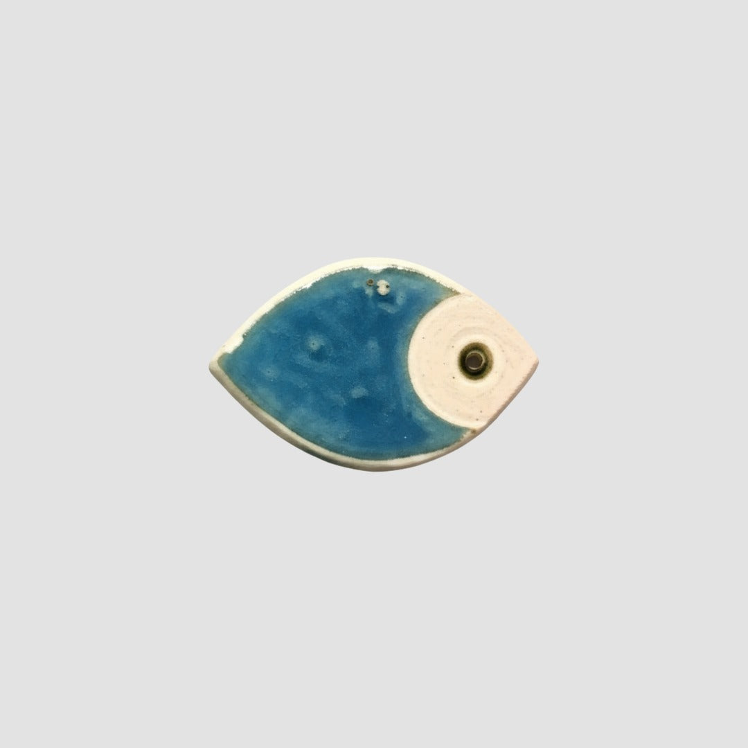 Ceramic Wall Ornament Set of 4 - Cyan Blue