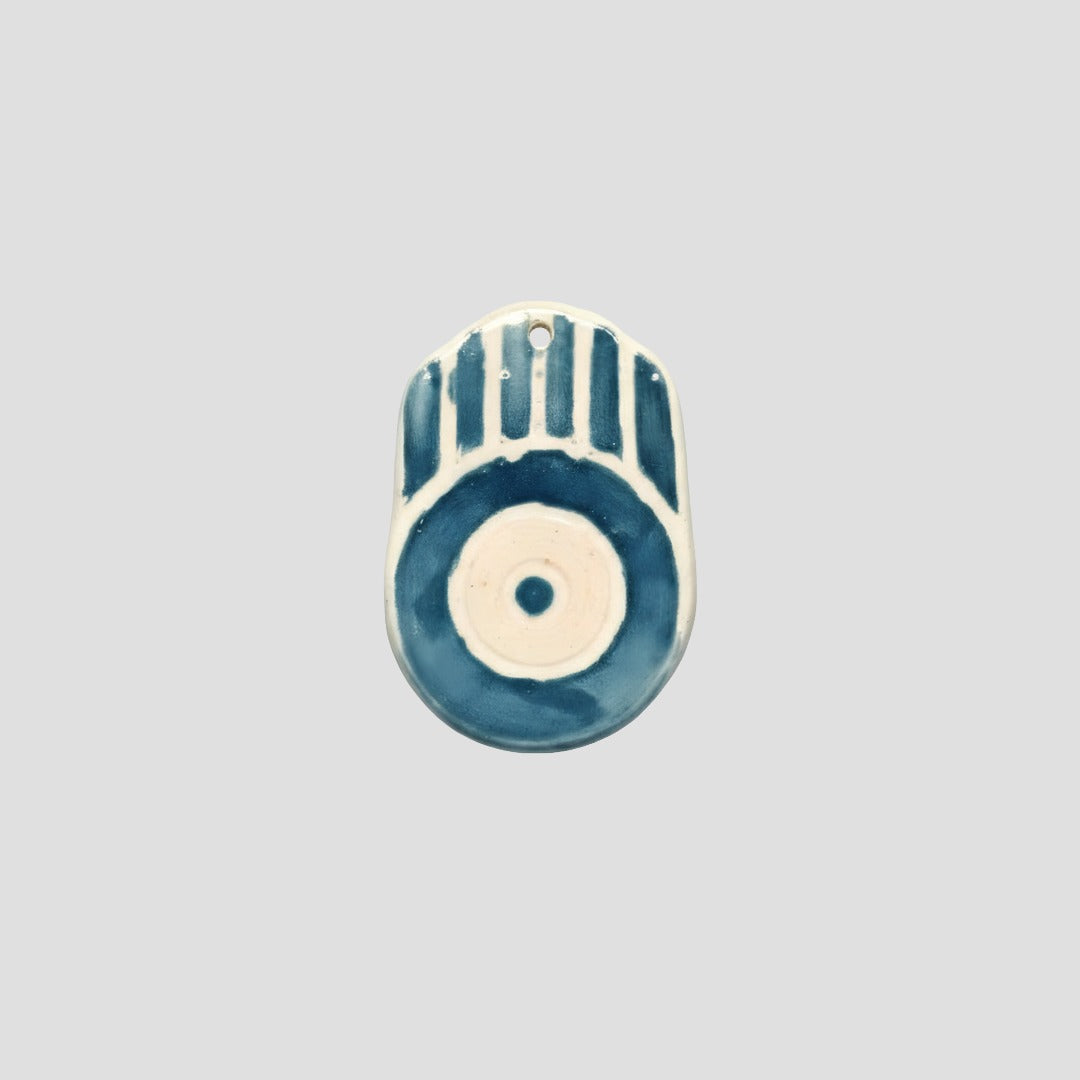 Ceramic Wall Ornament Set of 4 - Cyan Blue