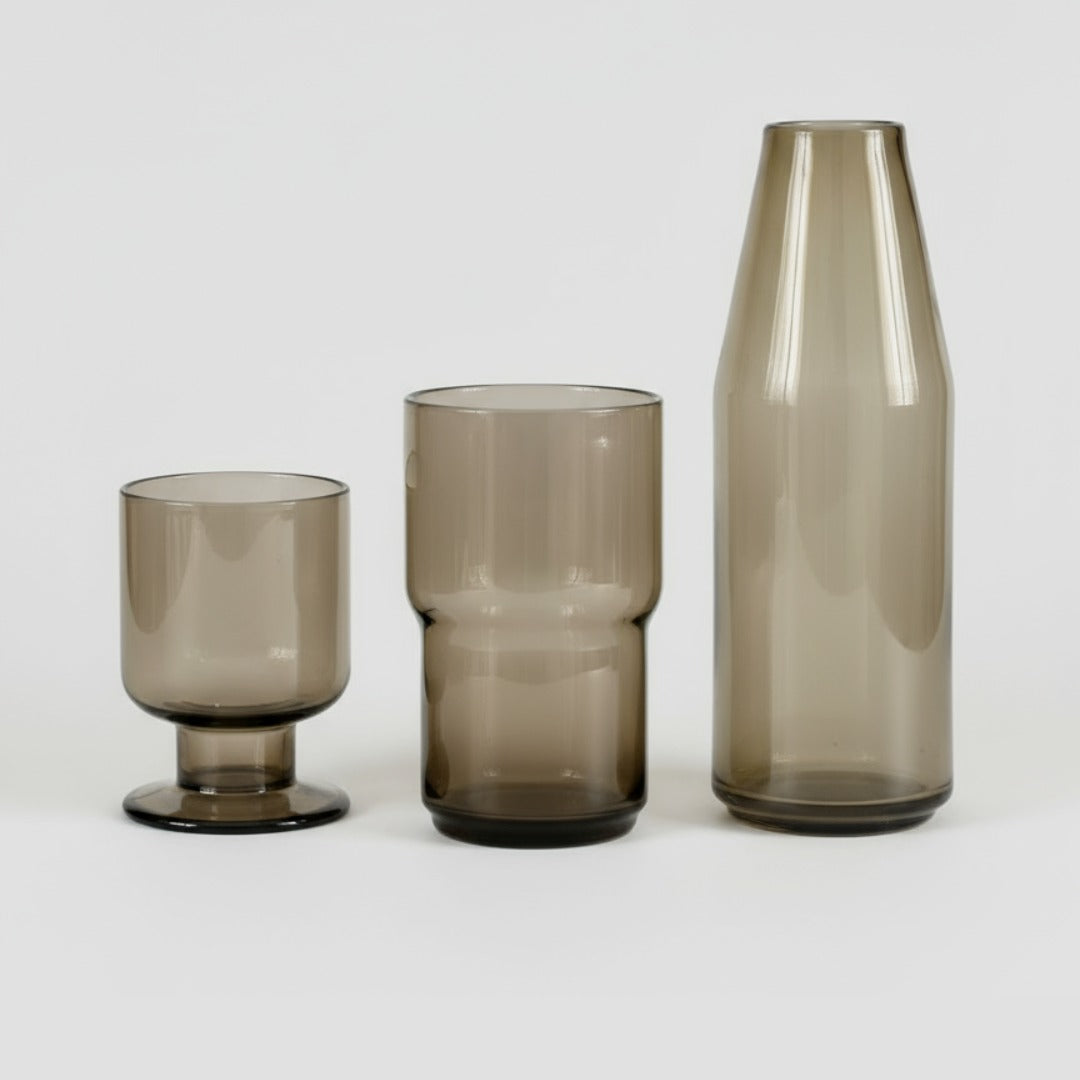 Handmade Blown Glass Carafe, Honey Amber Colour