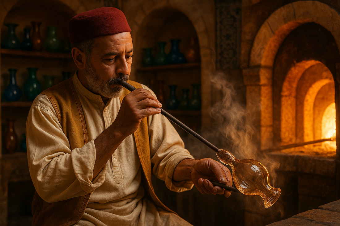 hand‑blown Tunisian glass bowls artisan
