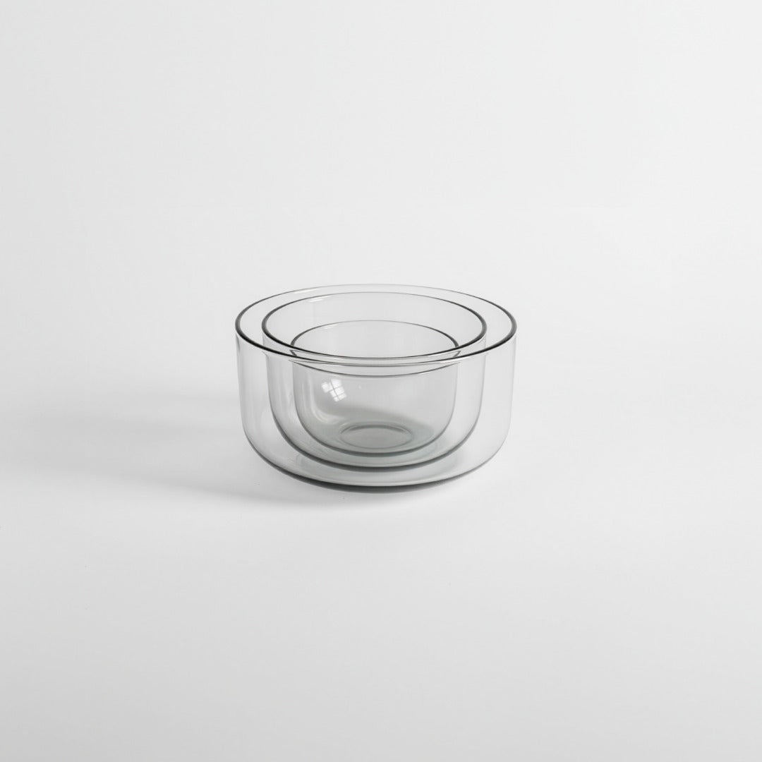 Blown Glass Serving Bowl Set of 3 Amber