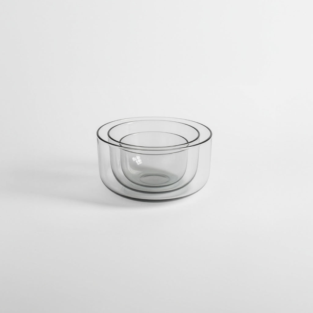 Blown Glass Serving Bowl Set of 3 Amber
