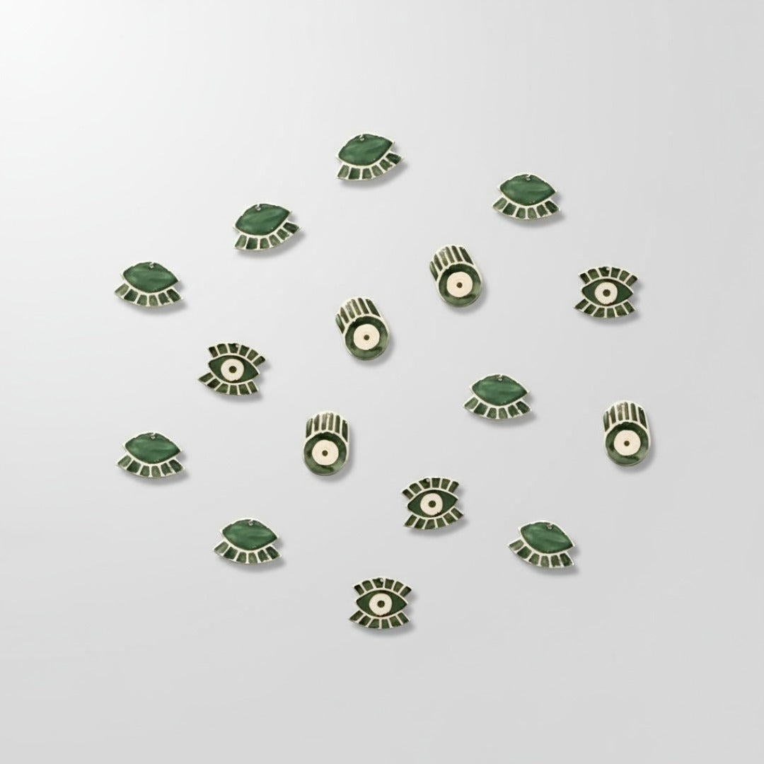 Ceramic Wall Ornament Set of 4- Deep Green