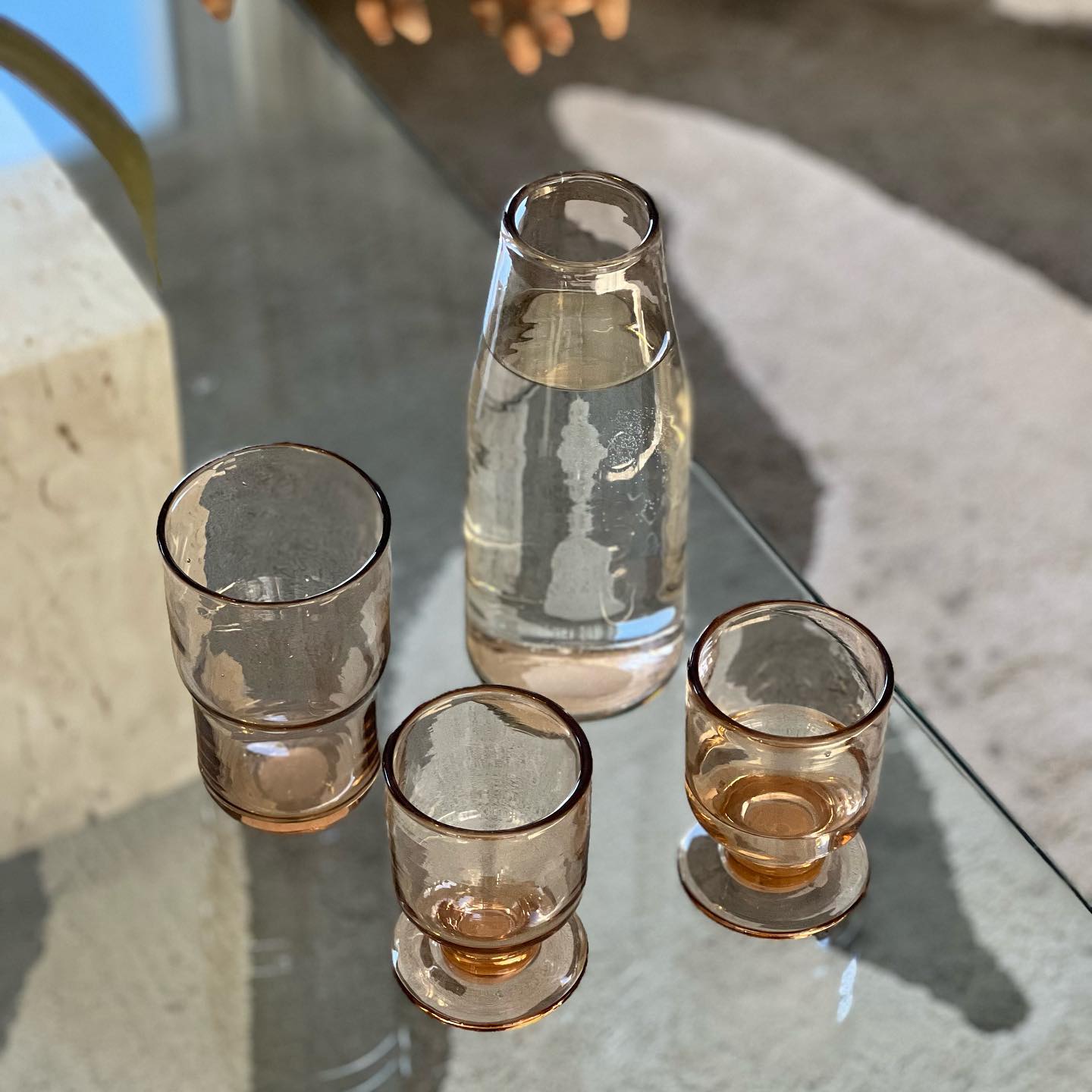 Handmade Blown Glass Carafe, Honey Amber Colour - Bynumide - Carafe