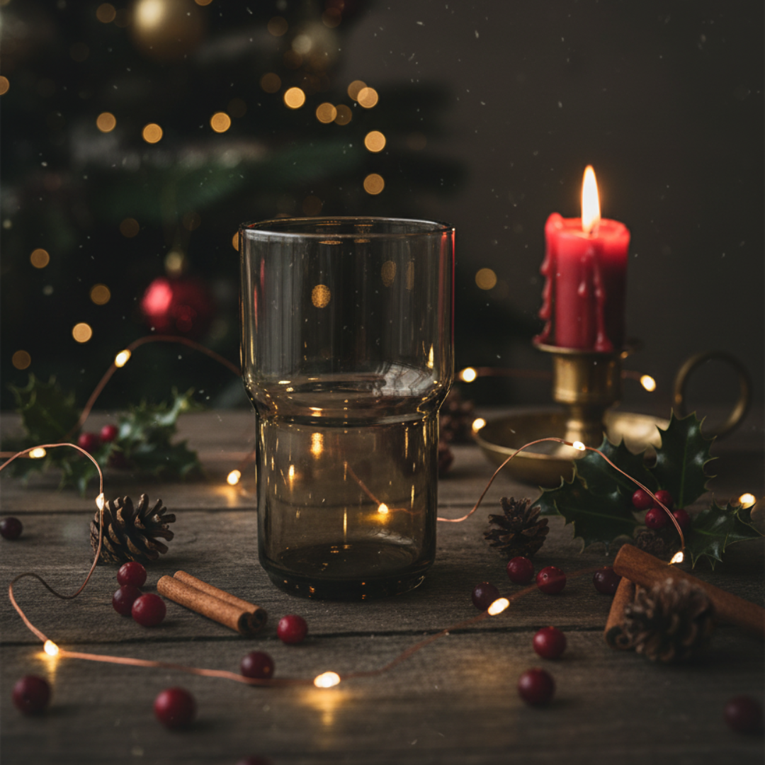 Large Handmade blown Glass, Honey Amber Colour