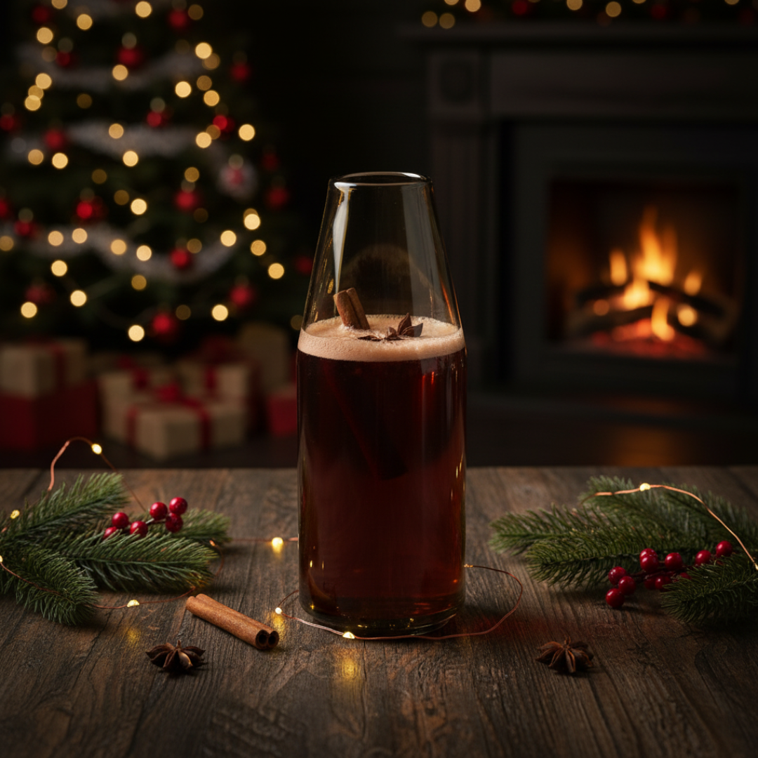 Handmade Blown Glass Carafe, Honey Amber Colour