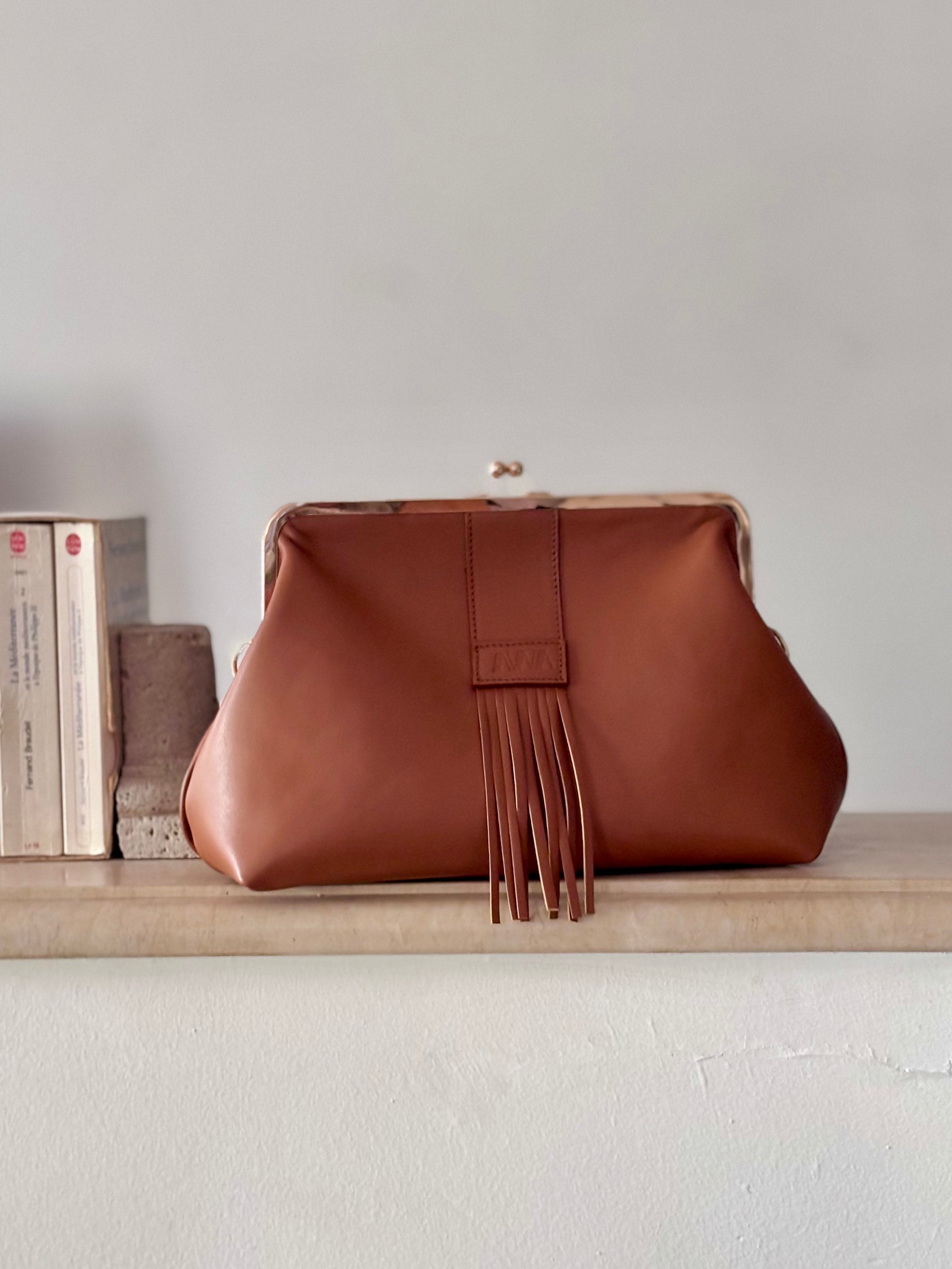 Leather Clutch – Camel