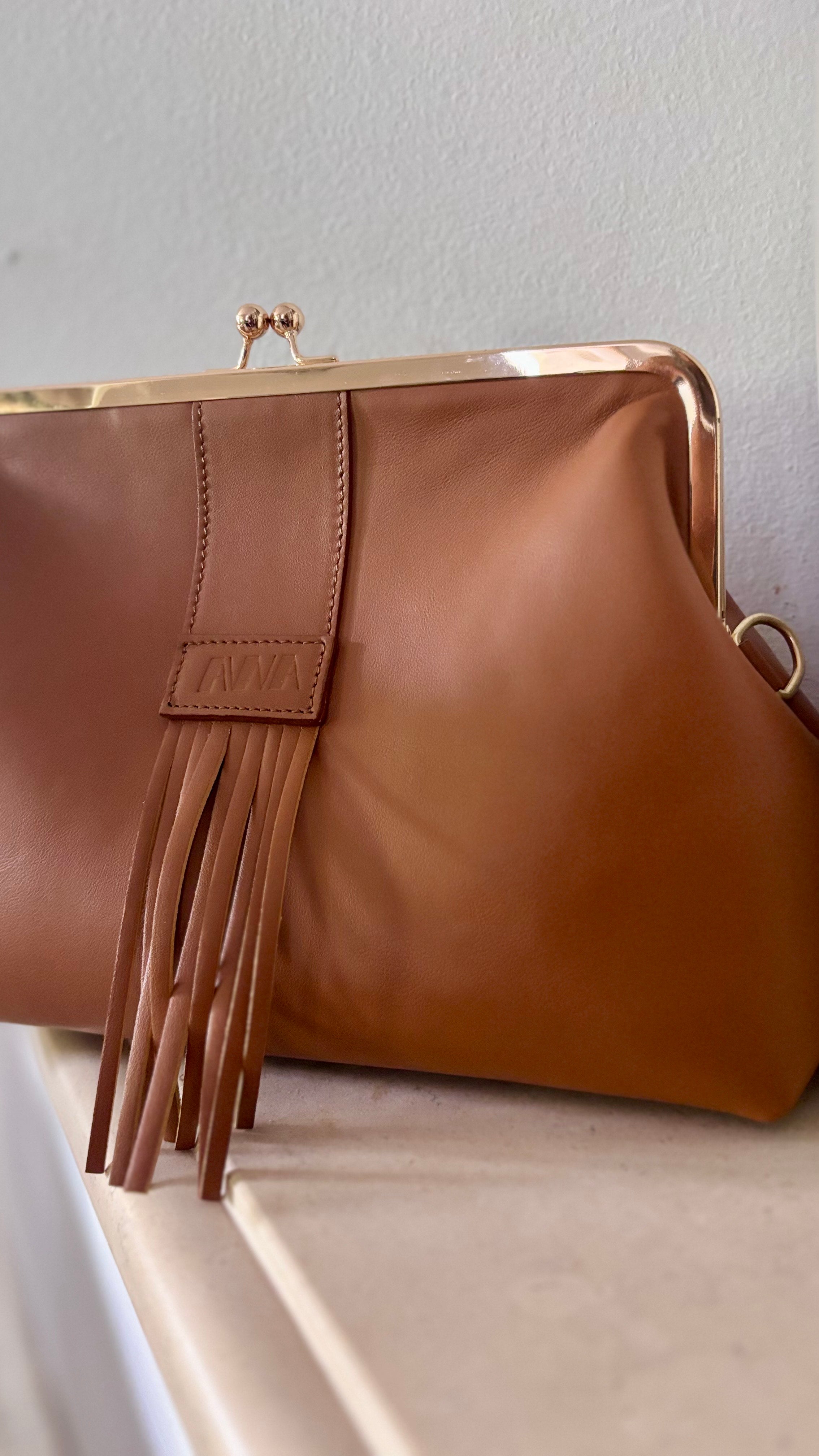 Leather Clutch – Camel