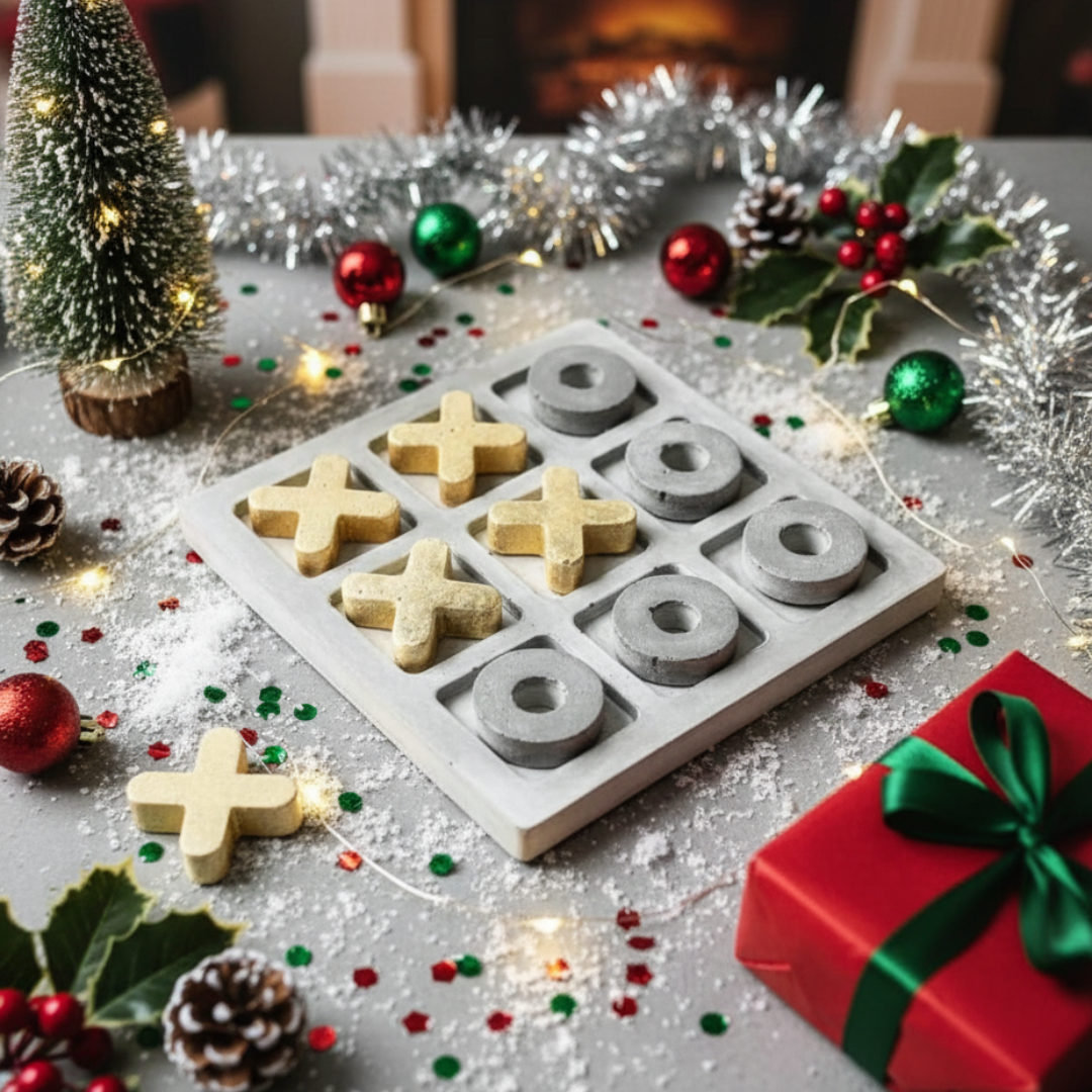 Tic Tac Toe Game Set Gold and Gray