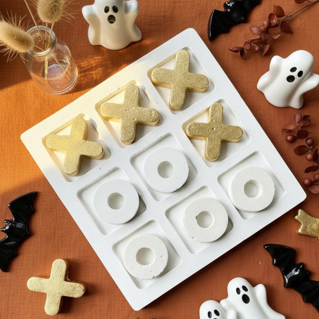 Tic Tac Toe Game Set Gold and White
