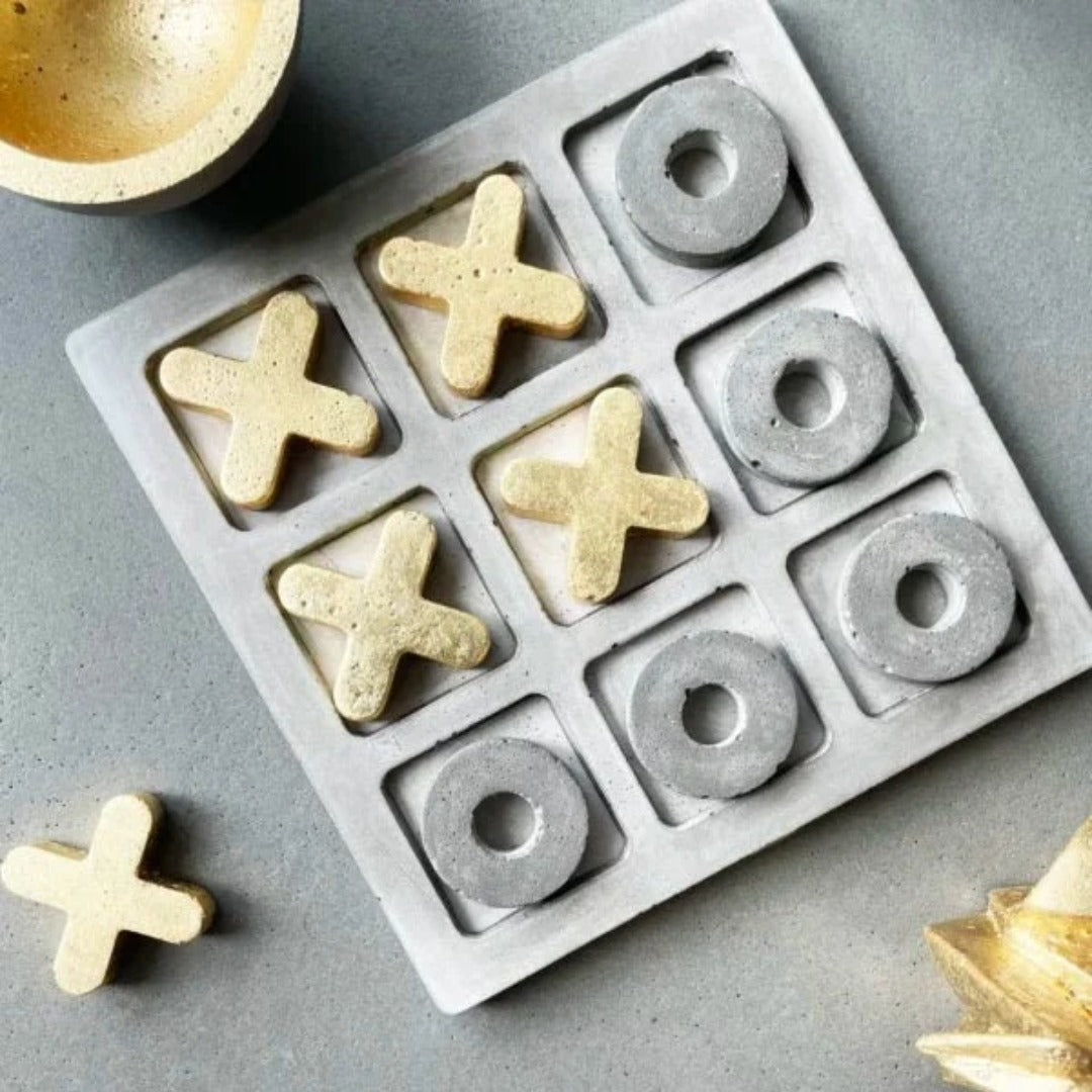 Tic Tac Toe Game Set Gold and Gray