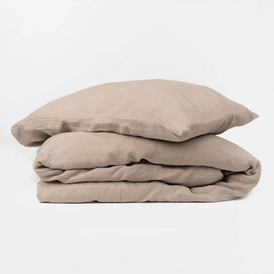 King Linen Duvet Cover Set in Warm Taupe – Soft & Sustainable Comfort