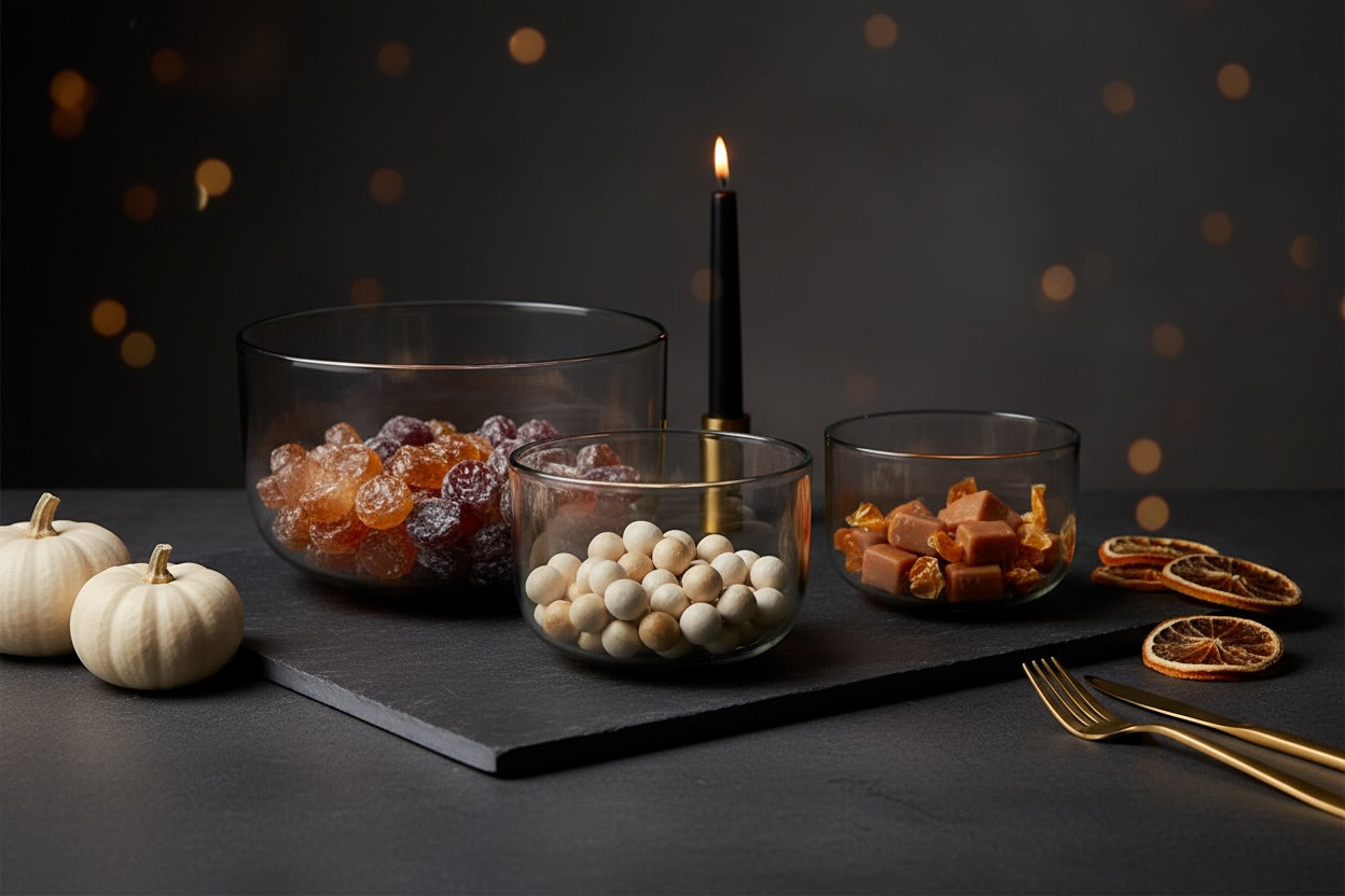 Blown Glass Serving Bowl Set of 3 Amber