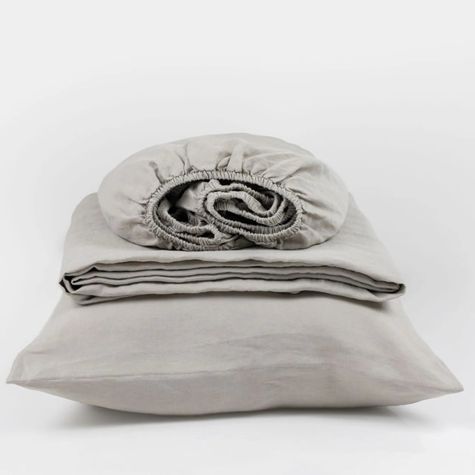 Queen Linen Sheet Set - Soft Grey Elegance