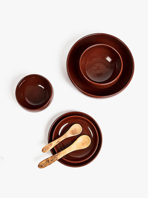 Hand-Formed Ceramic Serving Bowl Set – Caramel Tone