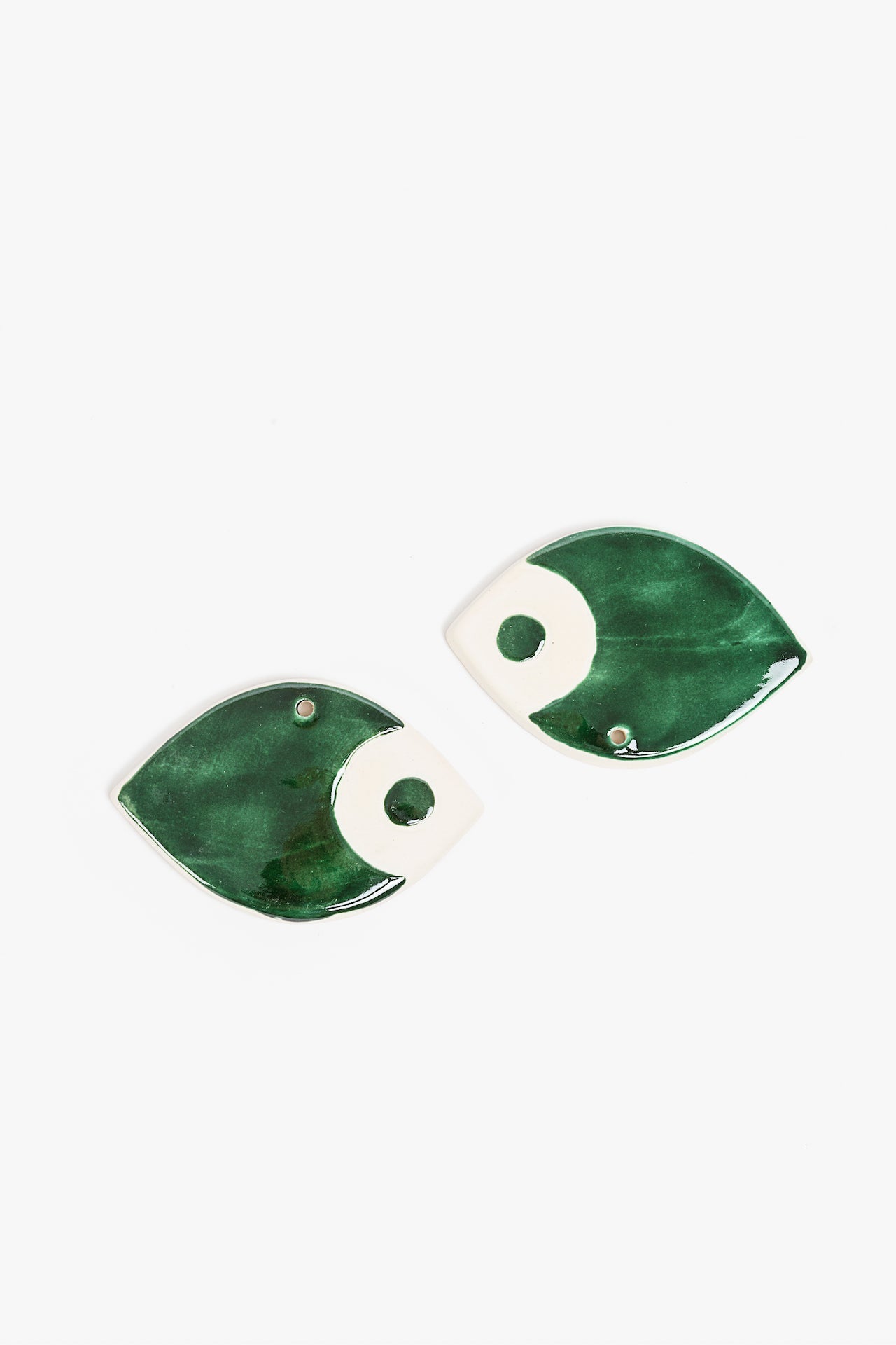 Ceramic Wall Ornament Set of 4- Deep Green