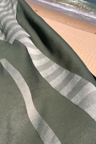 Olive Green fouta towel handwoven eco friendly textile