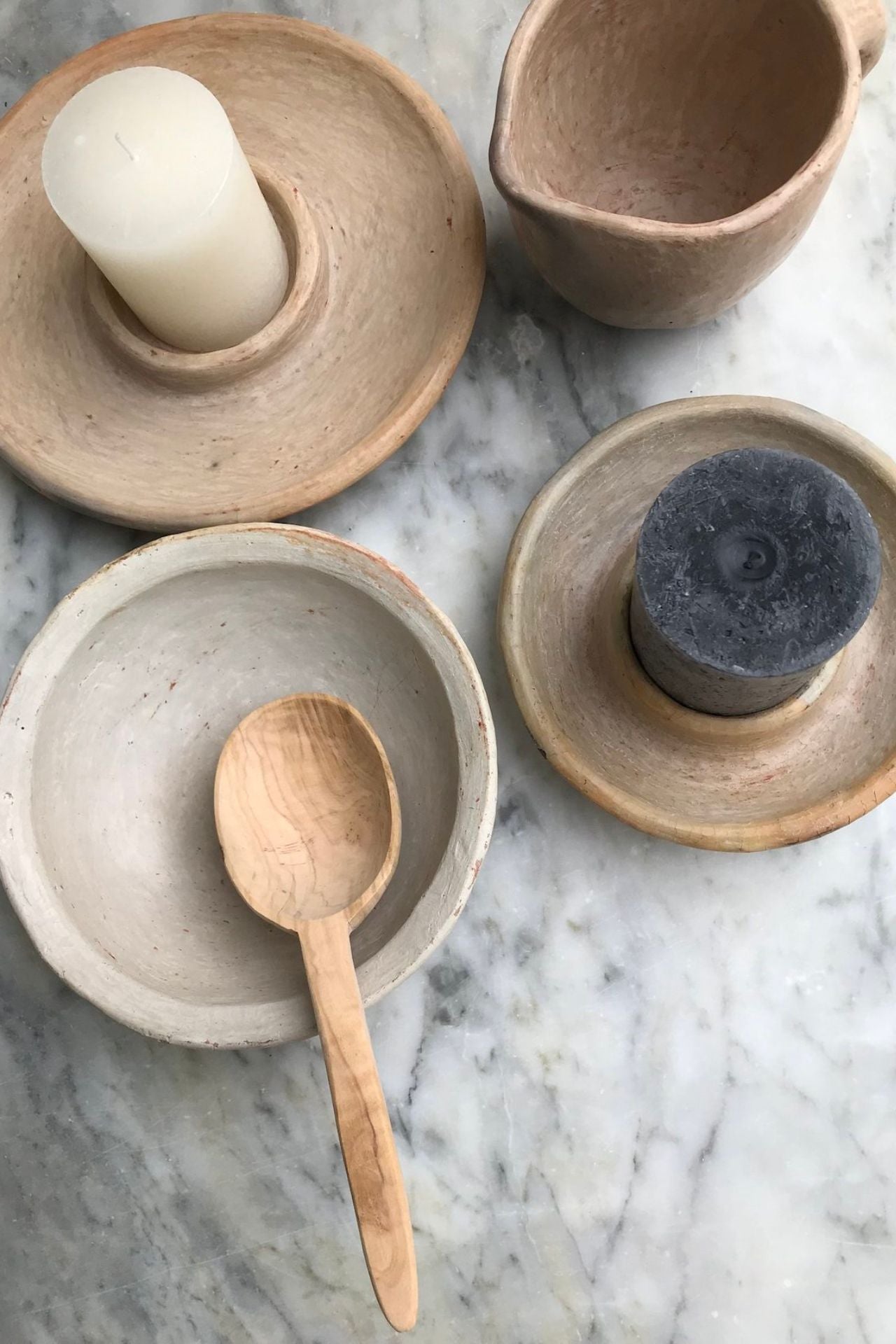 Set of Pottery Candle Holder & Terracotta Ramekin